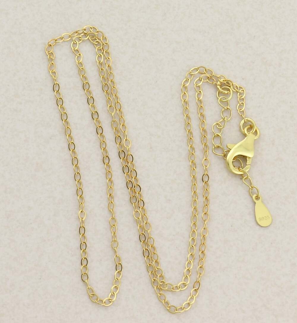 18k Gold Over Sterling Silver Rolo Link Chain Necklace 18" to 19" inch
